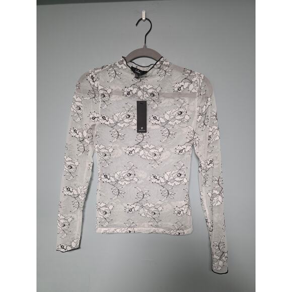 NWT Lulus Sheer Long Sleeve Floral Top Size S Romantic Layering Witchy Fall - Picture 2 of 9